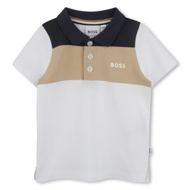 BOSS Playera polo para bebe bicolor blanco multicolor